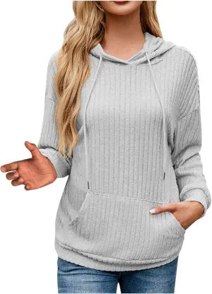 Womens Striped Oversized Hoodie Long Sleeve Fleece Drawstring Sweatshirts 2024 Casual y2k Fall Pullover Top Trendy