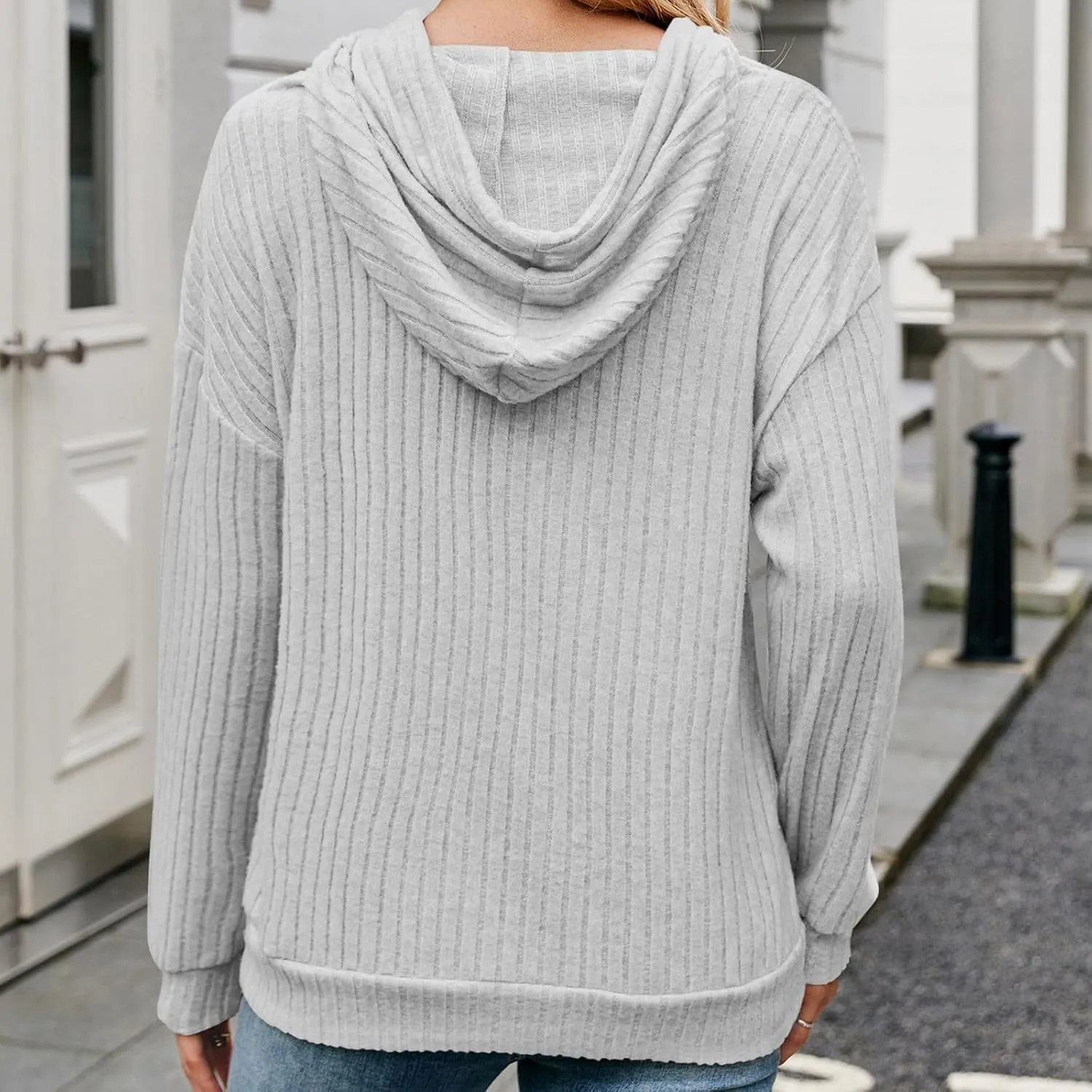 Womens Striped Oversized Hoodie Long Sleeve Fleece Drawstring Sweatshirts 2024 Casual y2k Fall Pullover Top Trendy