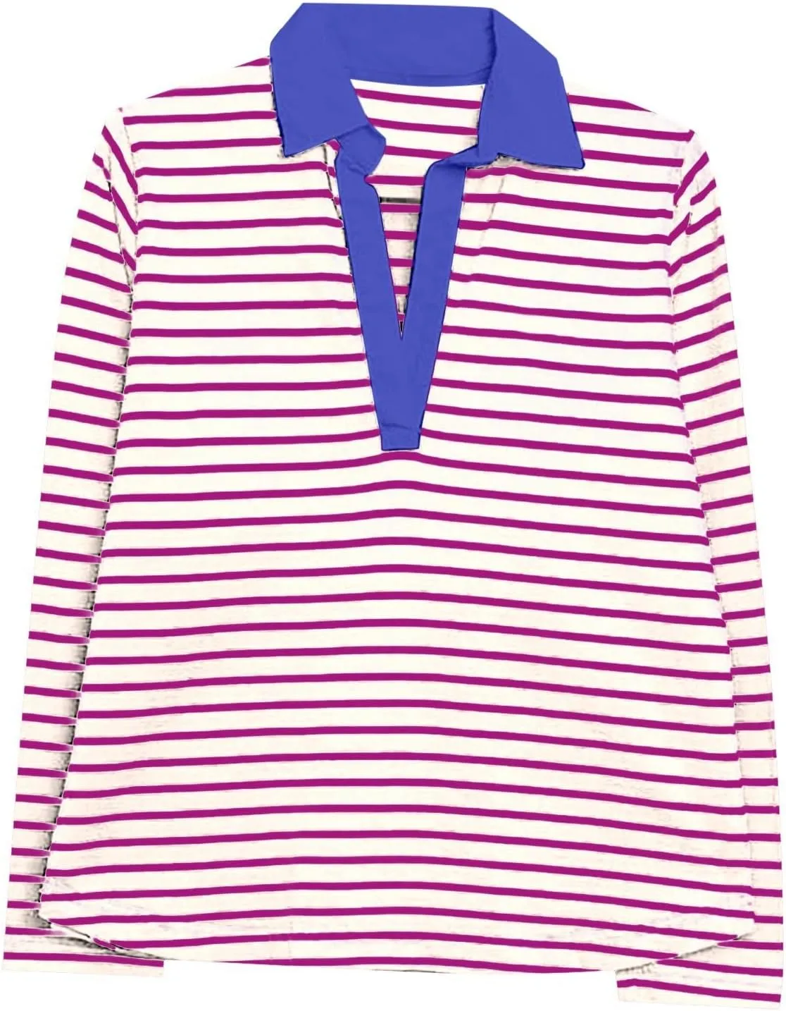Womens Striped Sweatshirts 2024 V Neck Casual Loose Blouses Business Casual Fall Fashion Outfits Clothes