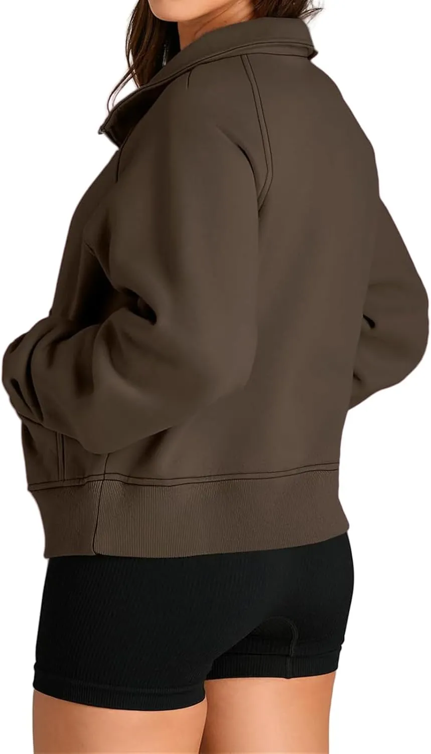 Womens Sweatshirts Half Zip Cropped Pullover Fleece Quarter Zipper Hoodies Y2k Fashion Outfit Fall Clothes with Pocket