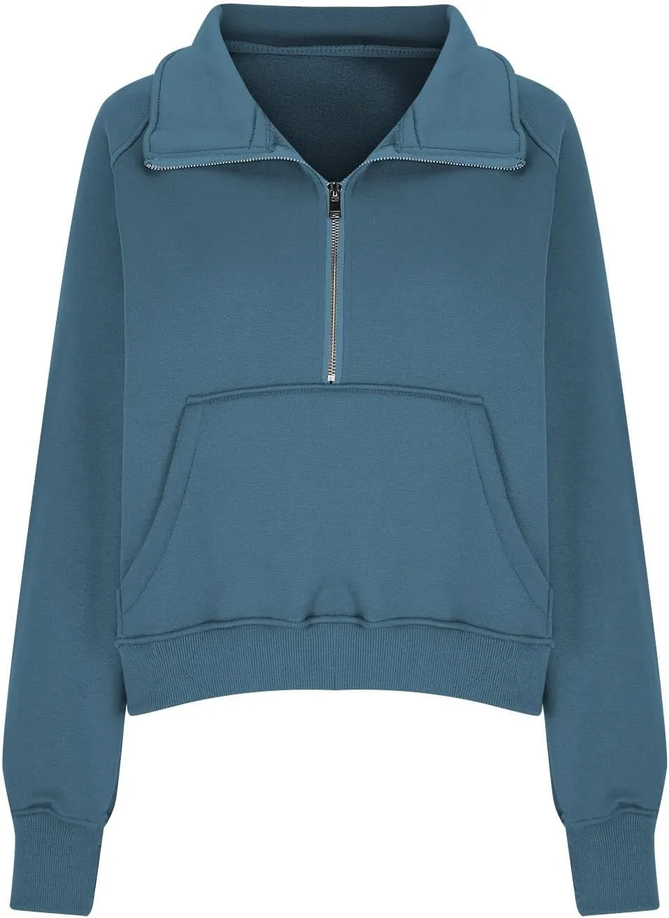 Womens Sweatshirts with Thumb Hole Half Zipper Fleece Athletic Pullovers Mock Neck Fall Winter Oversized Sweat Shirt