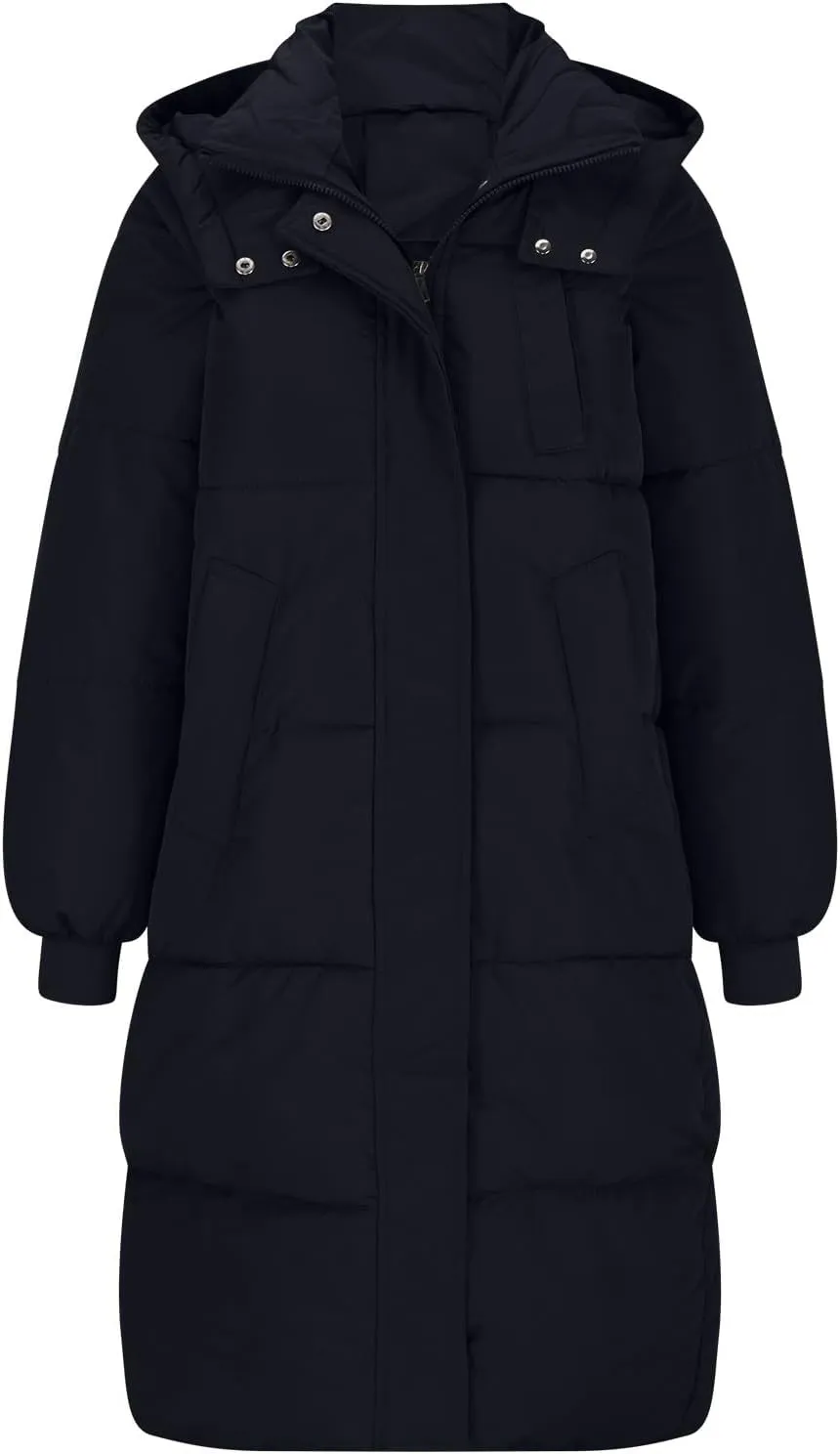 Women's Thick Long Length Cocoon Puffer Coat Full Zip Hooded Thickened Long Down Jacket Maxi Parka Puffer Coat