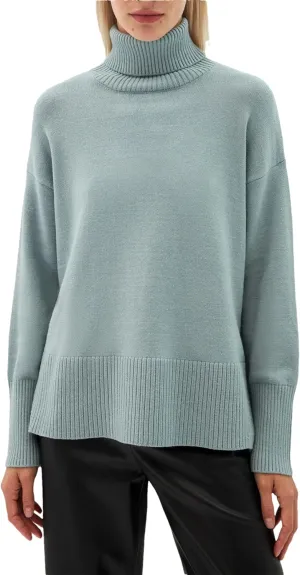 Women's Turtleneck Oversize Pullover Sweaters Winter Soft Warm Knitted Sweaters with Side Slit