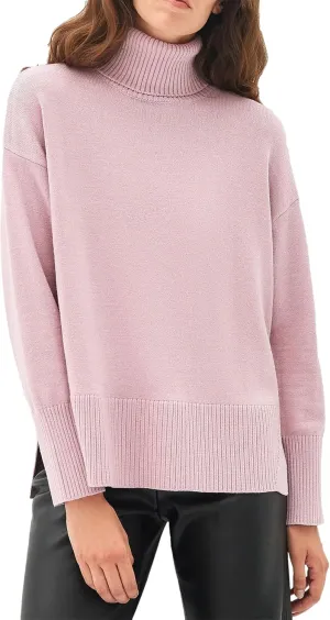 Women's Turtleneck Oversize Pullover Sweaters Winter Soft Warm Knitted Sweaters with Side Slit