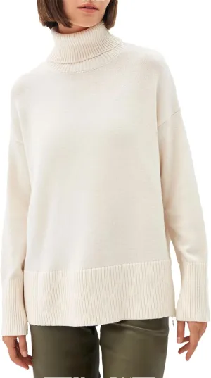 Women's Turtleneck Oversize Pullover Sweaters Winter Soft Warm Knitted Sweaters with Side Slit