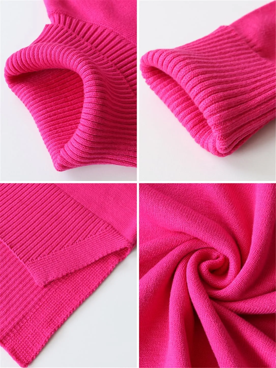 Women's Turtleneck Oversize Sweaters Soft Warm Knitted Sweaters Side Slit Loose Pullover