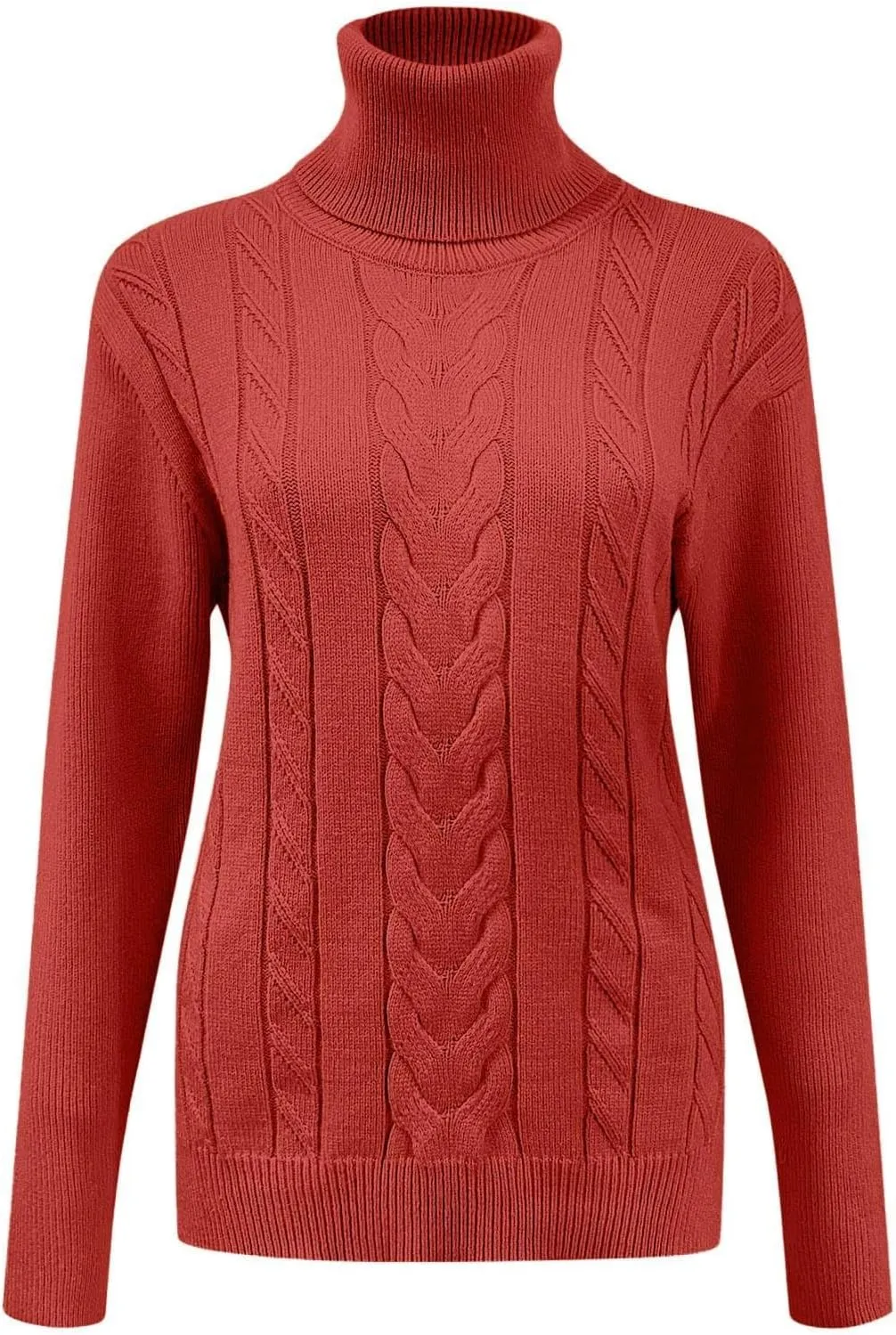 Womens Turtleneck Sweaters Long Sleeve Chunky Pullover Sweater Casual Slim Fit Fall Loose Knit Jumper Tops 2024