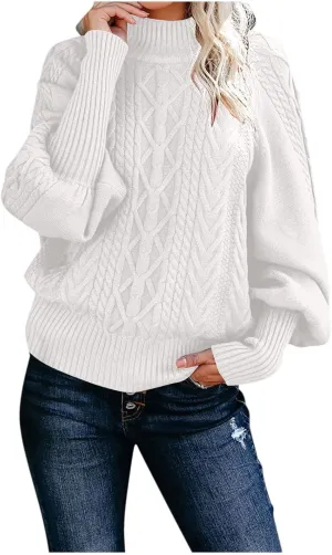 Womens Turtleneck Sweaters Oversized Sweaters Ribbed Knit Sweater Winter Pullover Sweater Chunky Sweaters Jumper Tops