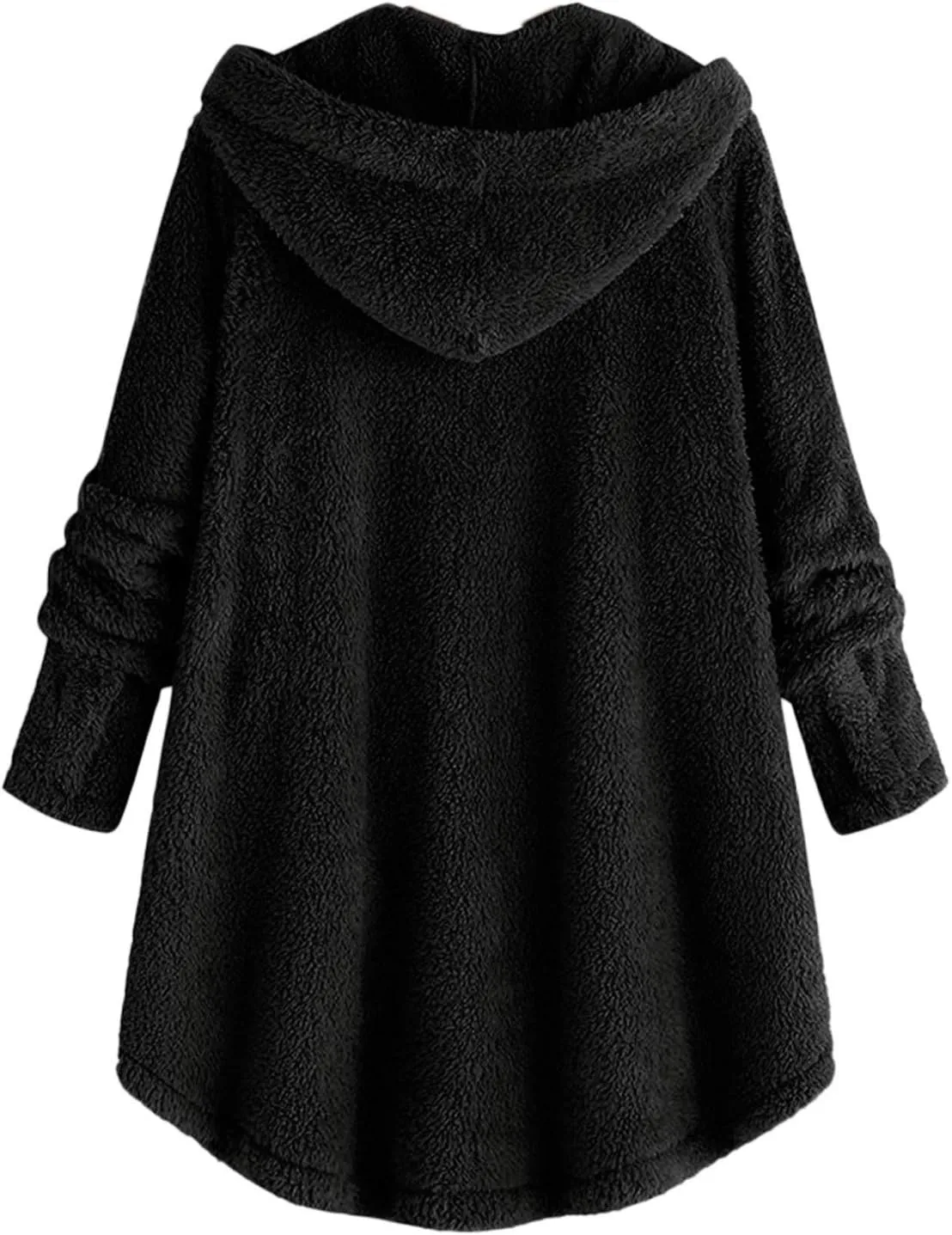 Womens Winter Coats Oversized Fleece Hooded Coat Casual Loose Button Cardigan Jackets Warm Pajama Outdoor