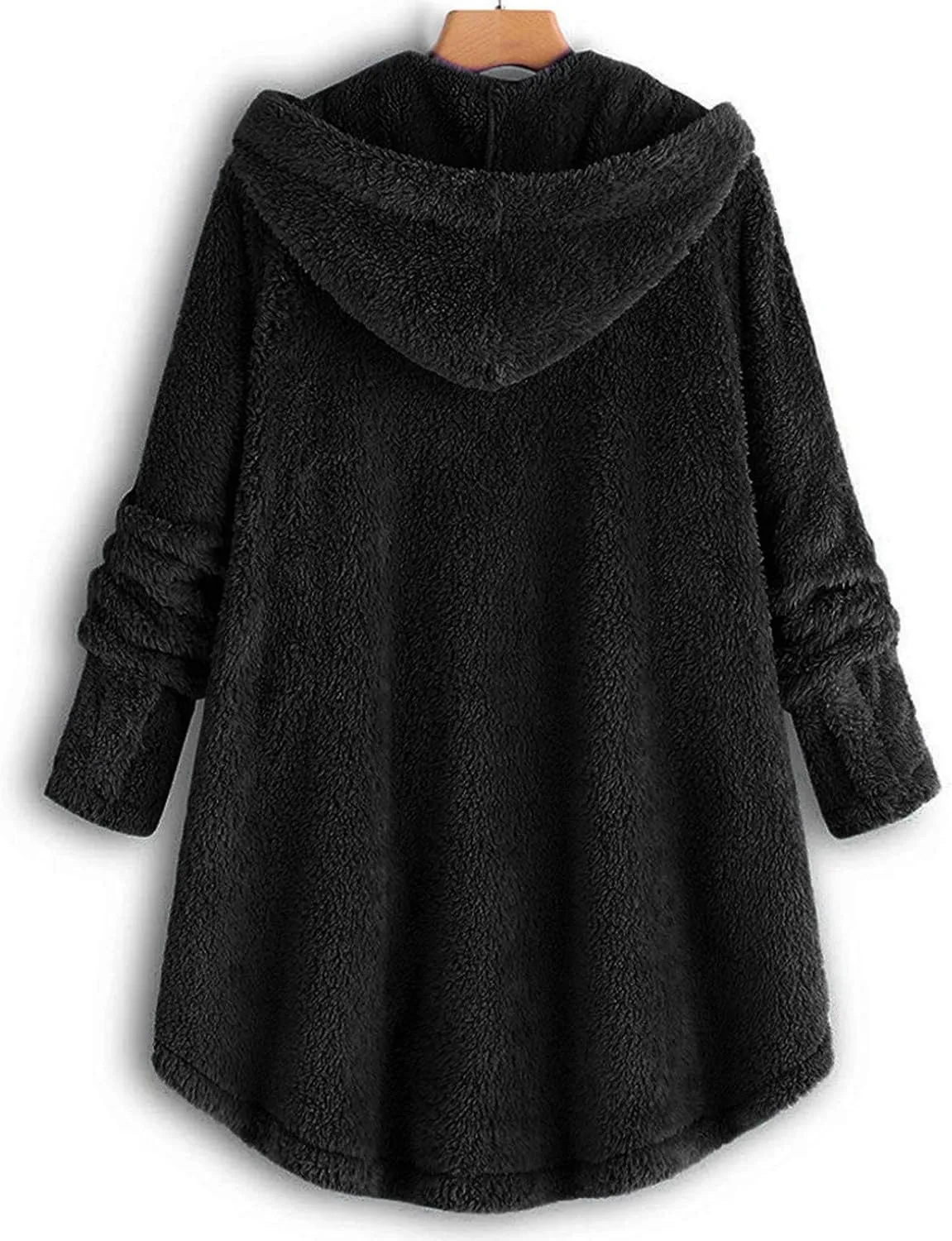 Womens Winter Coats Oversized Fleece Hooded Coat Casual Loose Button Cardigan Jackets Warm Pajama Outdoor