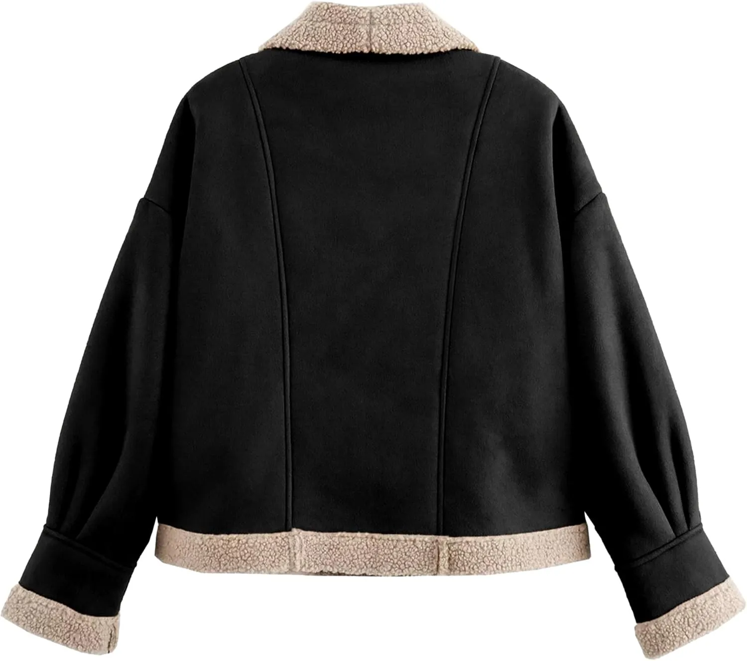 Womens Winter Faux Suede Jacket Oversized Sherpa Lined Long Sleeve Jackets Lapel Button Down Thick Coat Outwear