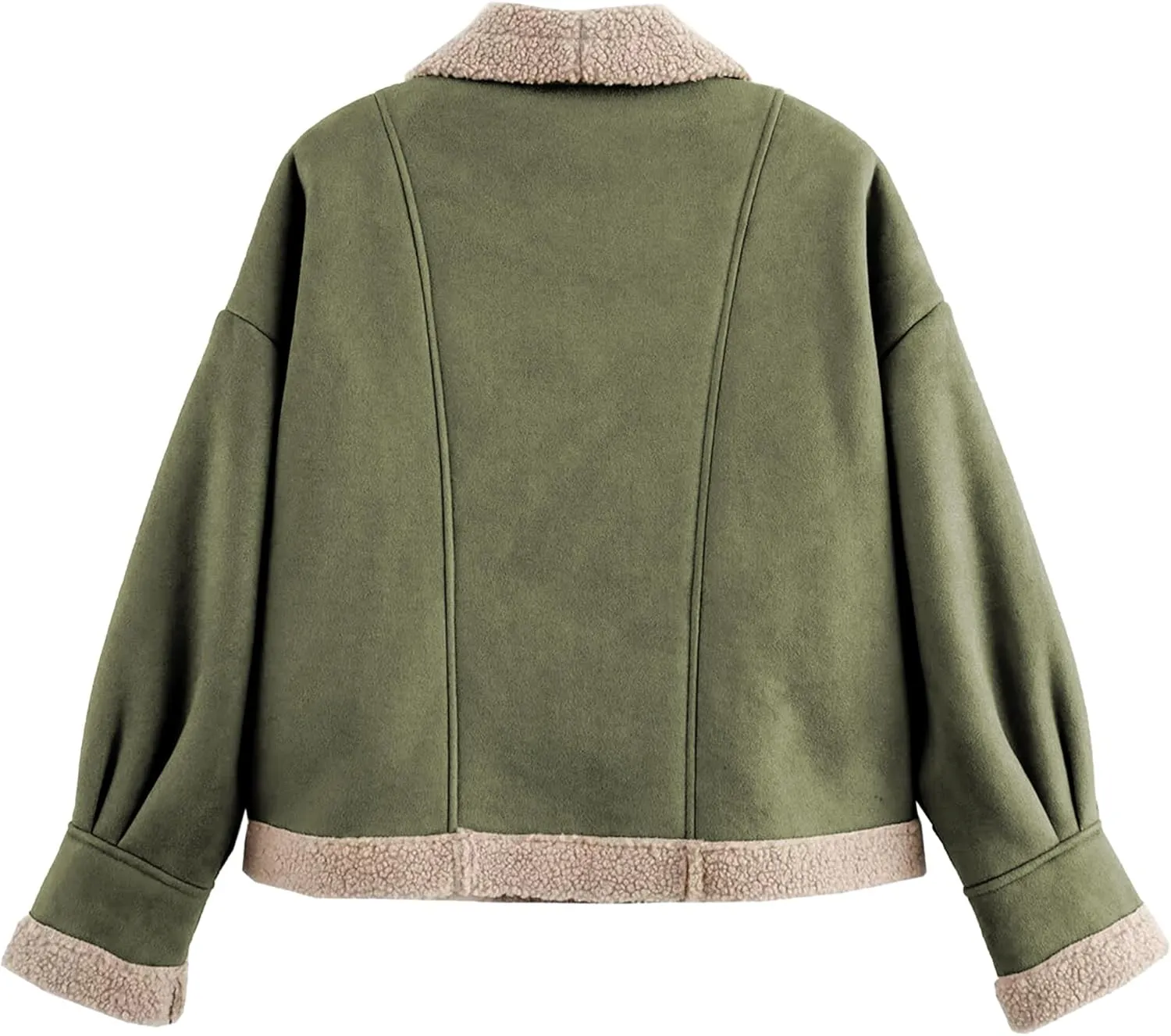 Womens Winter Faux Suede Jacket Oversized Sherpa Lined Long Sleeve Jackets Lapel Button Down Thick Coat Outwear