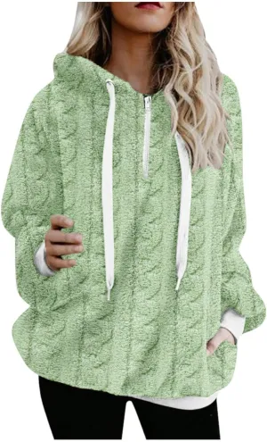 Womens Winter Hoodies Warm Fleece Sherpa Lined Pullover Hooded Sweatshirts Fuzzy Fleece Sweatshirts Long Sleeve Hoodie