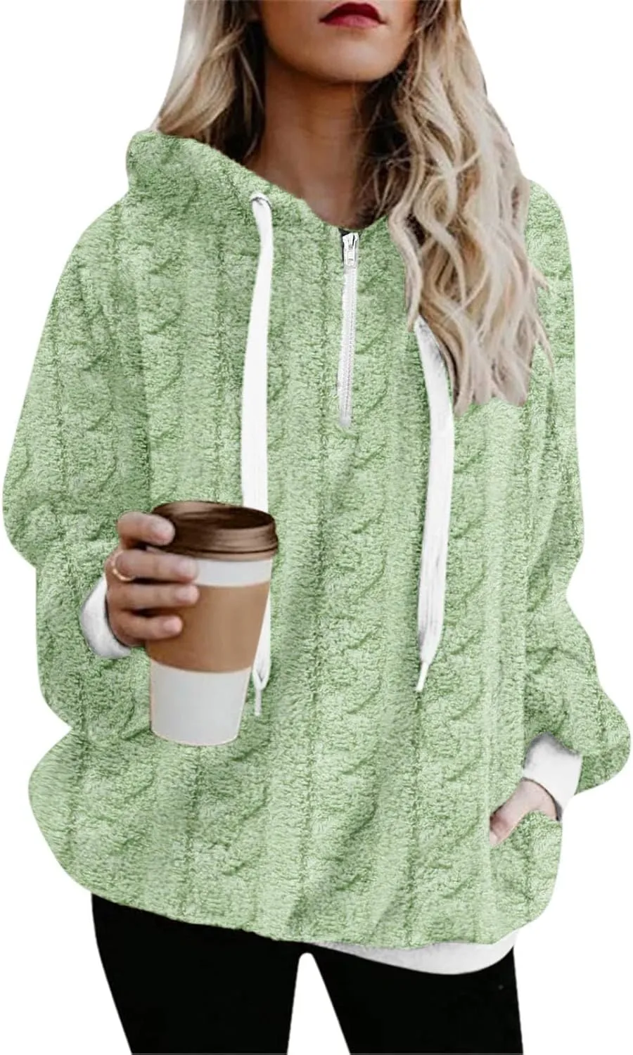 Womens Winter Hoodies Warm Fleece Sherpa Lined Pullover Hooded Sweatshirts Fuzzy Fleece Sweatshirts Long Sleeve Hoodie