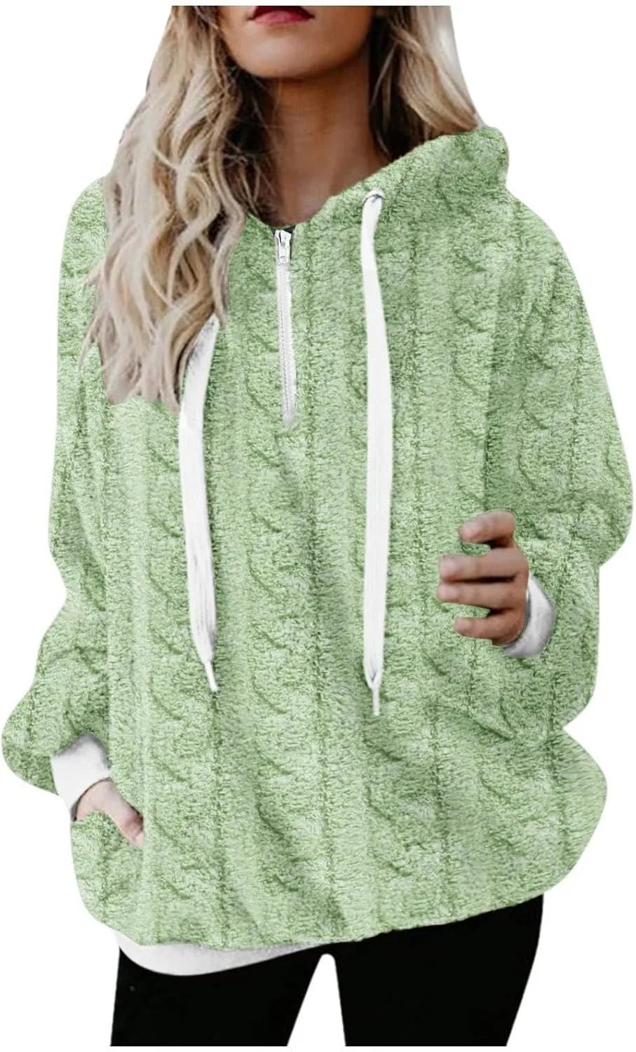 Womens Winter Hoodies Warm Fleece Sherpa Lined Pullover Hooded Sweatshirts Fuzzy Fleece Sweatshirts Long Sleeve Hoodie
