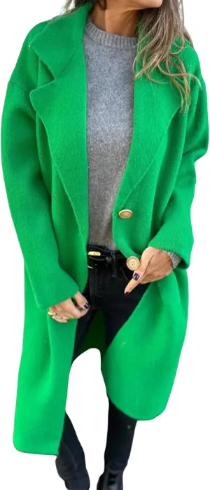 Women's Wool Blend Coat Oversized Single Breasted Long Trench Winter Windproof Overcoats