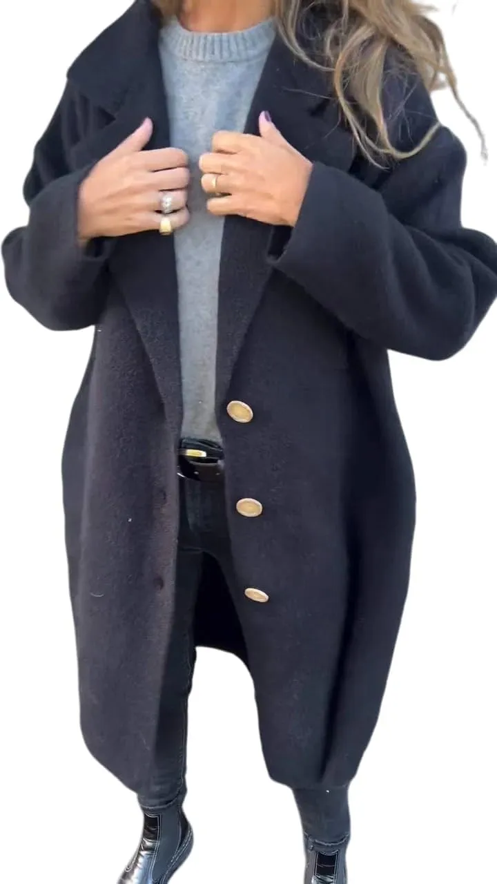 Women's Wool Blend Coat Oversized Single Breasted Long Trench Winter Windproof Overcoats