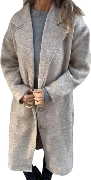 Women's Wool Blend Coat Oversized Single Breasted Long Trench Winter Windproof Overcoats