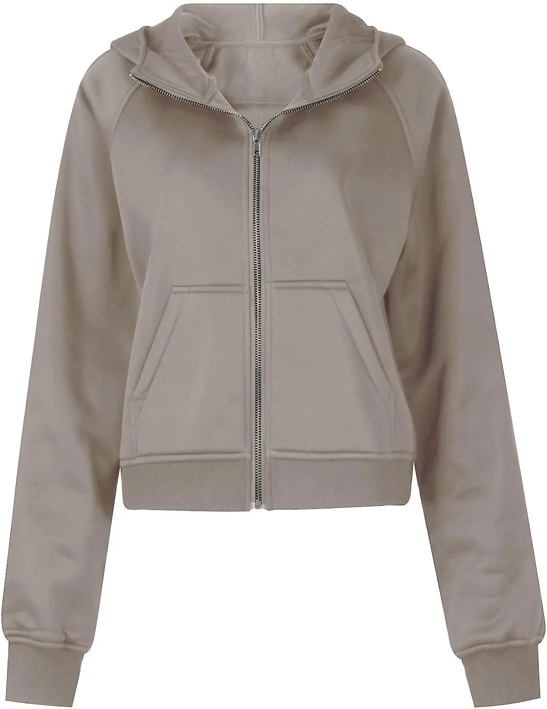 Womens Zip Up Cropped Hoodies Oversized Fleece Sweatshirt Full Zip Jackets Trendy Y2k Tops 2024 Fall Outfits