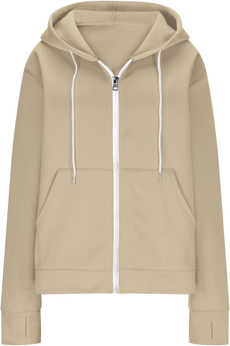 Womens Zip Up Hoodie Cropped Sweatshirts Thumb Hole Fleece Jackets Cropped Comfort Fall Loose Outfits Loose Outfits