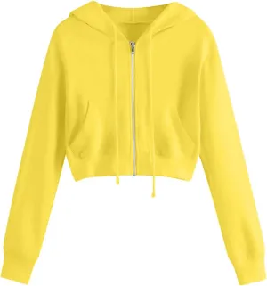 Womens Zip Up Hoodies Cropped Sweatshirts Fall Fashion Outfits Casual Hooded Y2k Tops Trendy Crop Jackets