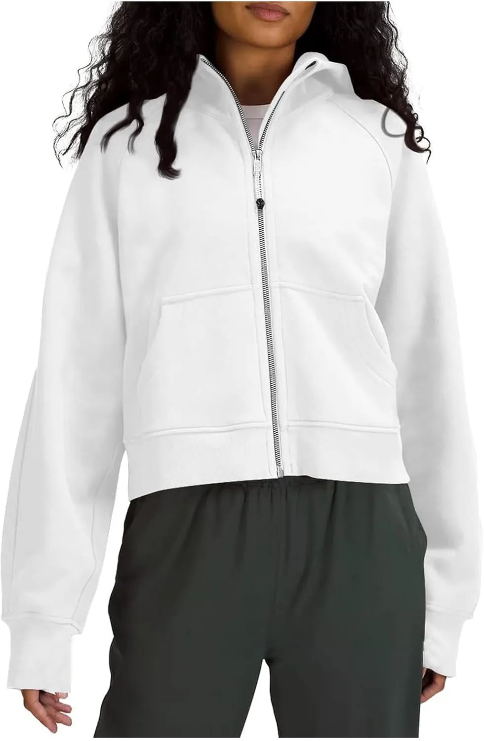 Womens Zip Up Hoodies Cropped Sweatshirts Fleece Pullover Casual Hooded Sweatshirt Fall Outfits Y2k Winter Tops 2024