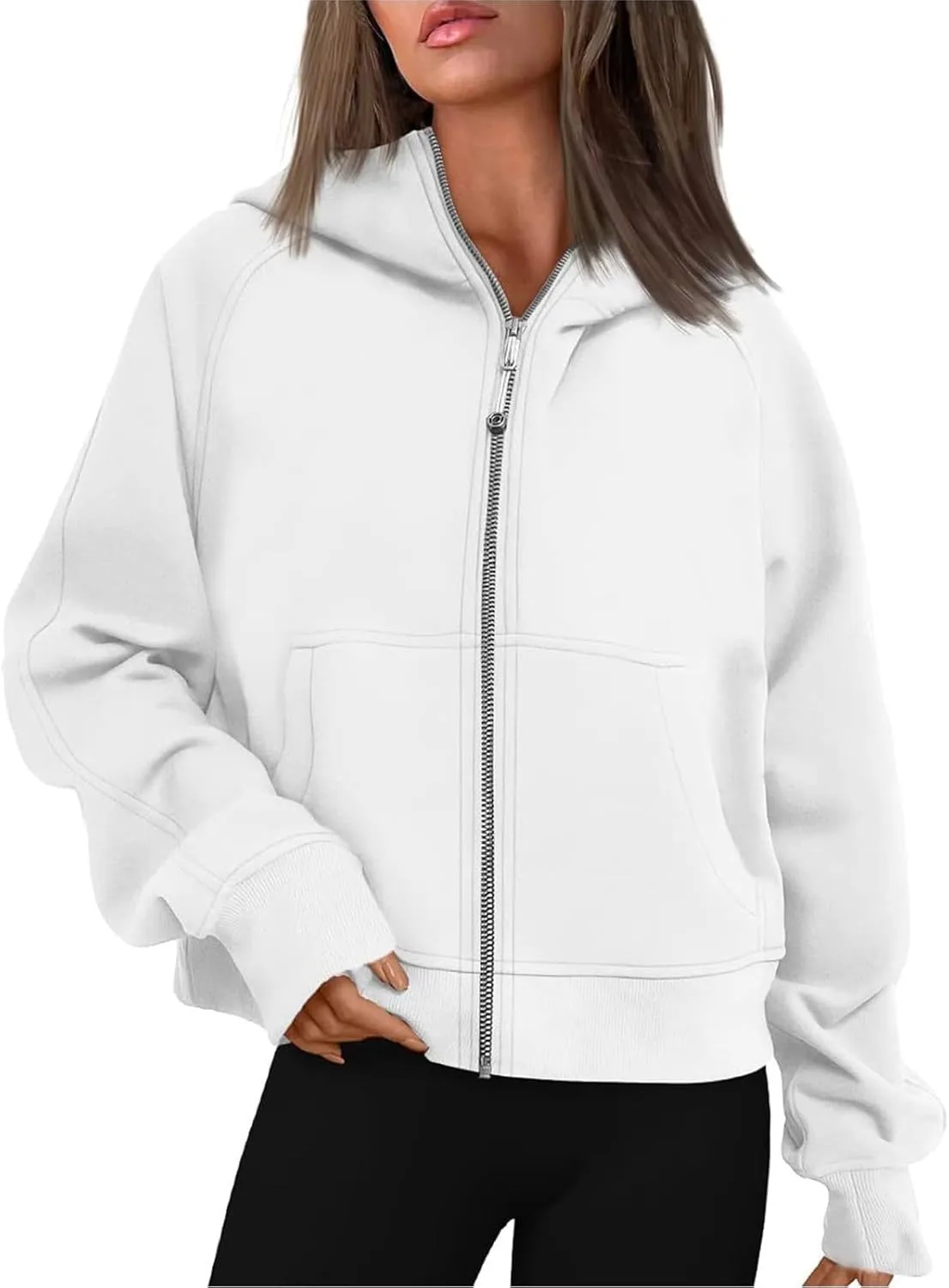 Womens Zip Up Hoodies Cropped Sweatshirts Fleece Pullover Casual Hooded Sweatshirt Fall Outfits Y2k Winter Tops 2024