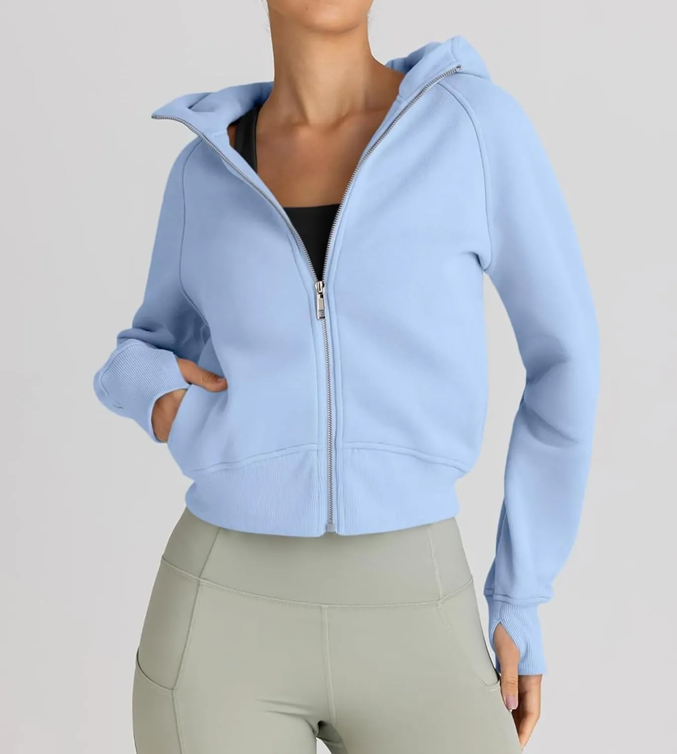 Womens Zip Up Hoodies Jackets Cropped Sweatshirts Fleece Fall Outfits Casual Comfy Y2k Tops Winter Clothes 2024