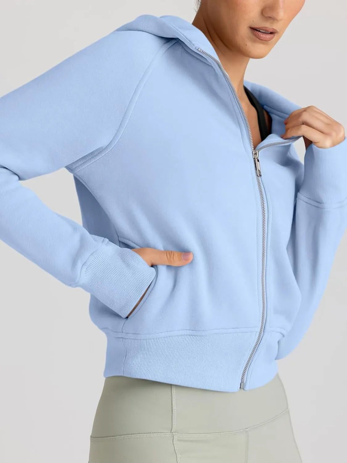Womens Zip Up Hoodies Jackets Cropped Sweatshirts Fleece Fall Outfits Casual Comfy Y2k Tops Winter Clothes 2024