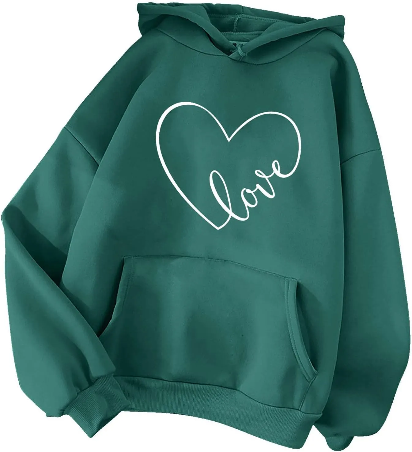 Womens Zip Up Hoodies,Teen Girl Heart Shape Sweater Long Sleeve Hoodies Valentine's Day Drawstring Pullover Tops