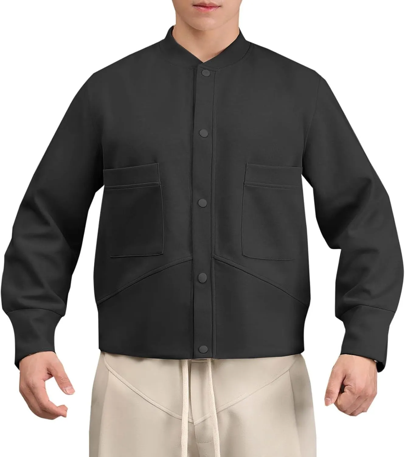 Xiaojmake Fleece Sweatshirt for Men Button Down Lightweight Spring Fall Long Sleeve Active Jackets Cotton Cardigan Sweater