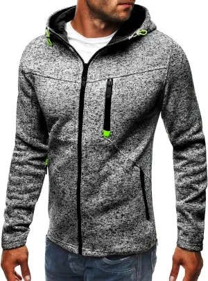 XIAXOGOOL Hoodies For Men,Men's Casual Full Zipper Long-Sleeved Hooded Sweatshirt With Pockets Jogging Gym Training Hoodie
