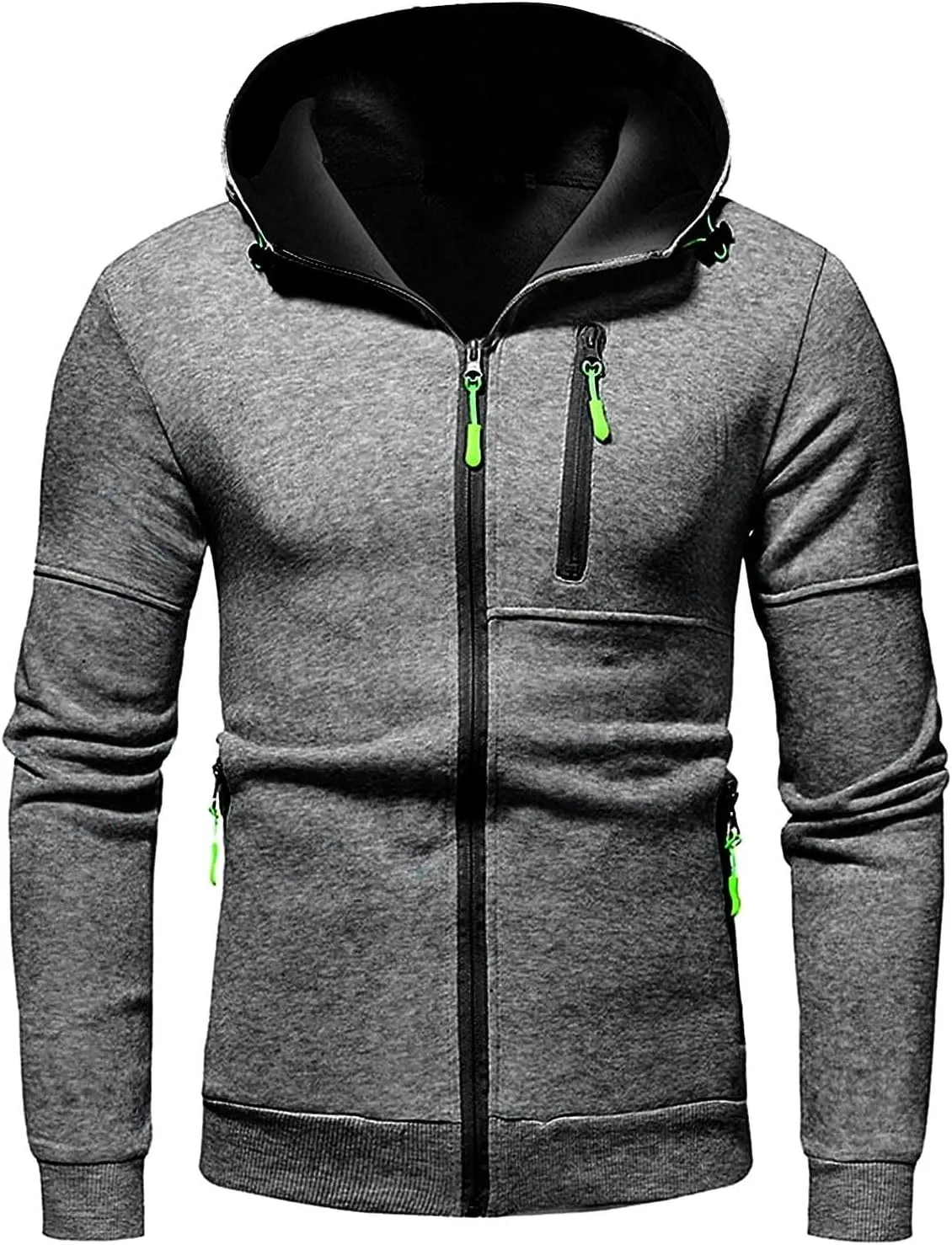 XIAXOGOOL Hoodies For Men,Men's Casual Full Zipper Long-Sleeved Hooded Sweatshirt With Pockets Jogging Gym Training Hoodie