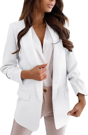 XUETON Womens Casual Blazers Oversized Long Sleeve Slim Fit Open Front Work Office Dressy Boyfriend Blazer Jacket with Pockets