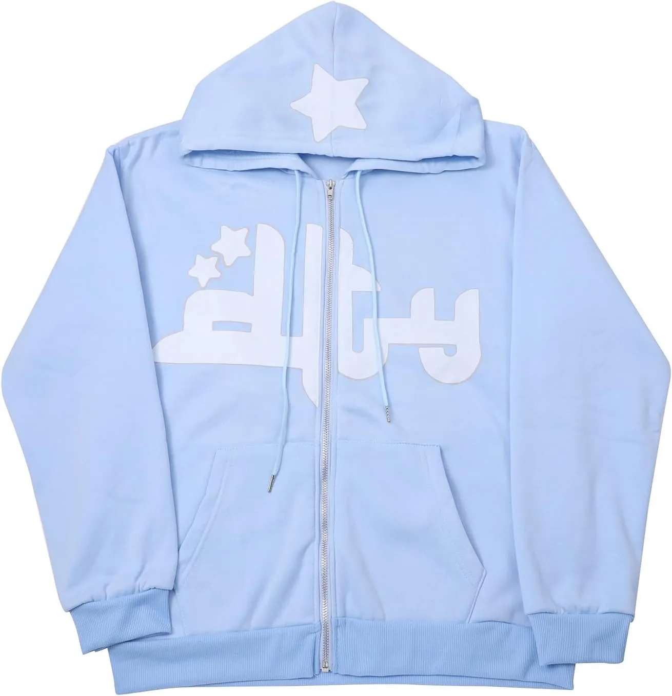 Y2K Women Men Graphic Hoodies Oversized Zip Up Jackets Vintage Harajuku Punk Print Full Zipper Hooded Sweatshirts