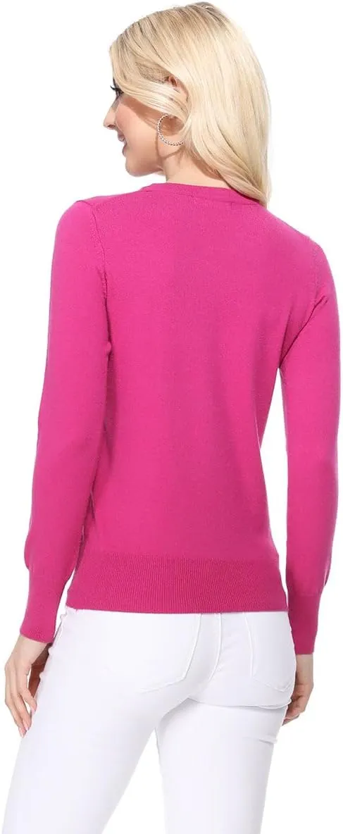 YEMAK Women's Knit Sweater Pullover – Long Sleeve Crewneck Basic Classic Casual Knitted Soft Lightweight T-Shirt Top