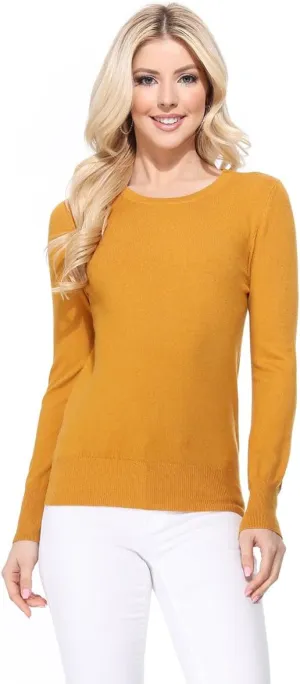 YEMAK Women's Knit Sweater Pullover – Long Sleeve Crewneck Basic Classic Casual Knitted Soft Lightweight T-Shirt Top