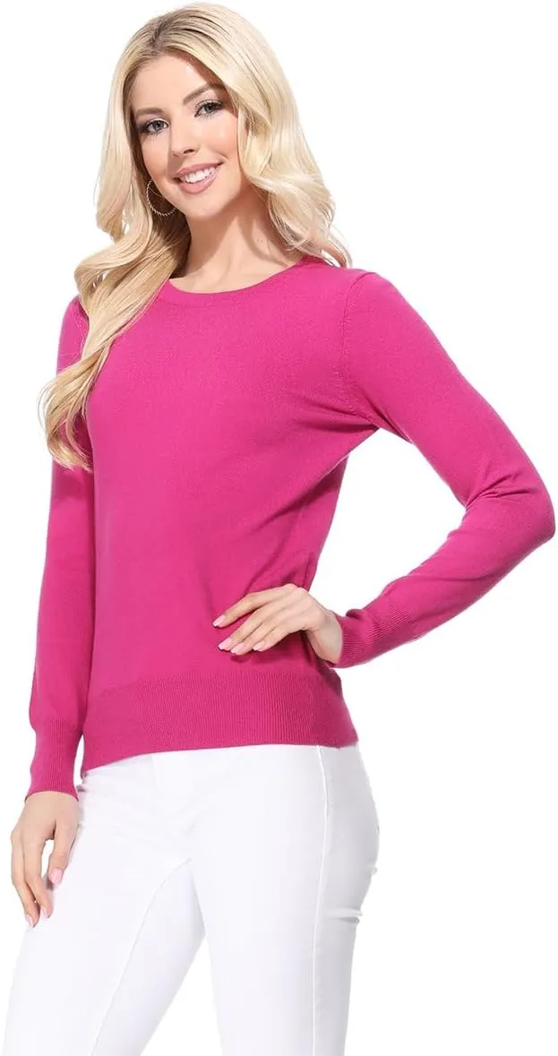 YEMAK Women's Knit Sweater Pullover – Long Sleeve Crewneck Basic Classic Casual Knitted Soft Lightweight T-Shirt Top