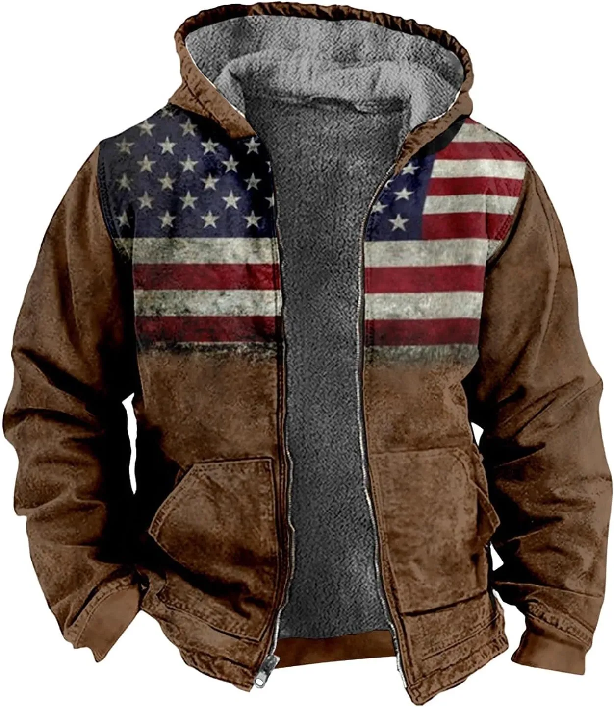 Yesunpxs Winter Jackets for Men Heavyweight Sweatshirt Jacket Zip Up Sweatshirt Fleece Sherpa Lined Hoodie Coat with Pockets