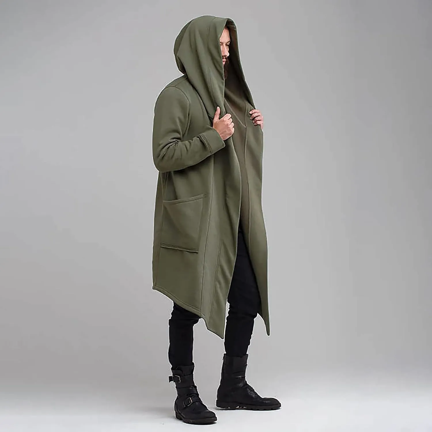 Ymosrh Mens Bomber Jackets Winter Fashion Men's Slim Long Hooded Cardigan Warm Woolen Coat Jacket Jackets for Men