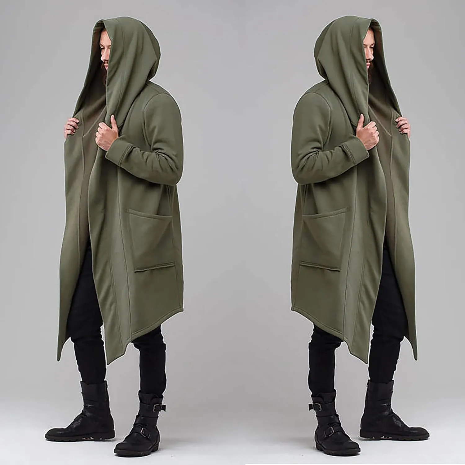 Ymosrh Mens Bomber Jackets Winter Fashion Men's Slim Long Hooded Cardigan Warm Woolen Coat Jacket Jackets for Men