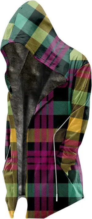 Ymosrh Men's Zipper Hoodie Casual Workout Sport Sweatshrit Zip Up Hoodies Plaid Long Sleeve Hoodies, M-6XL