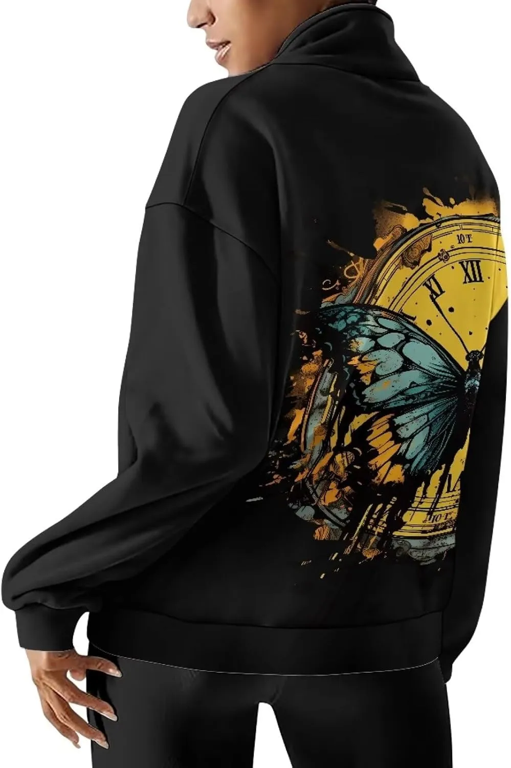 Ystardream Oversized Quarter Zip Sweatshirt Women Half Zip Hoodies Loose Fit