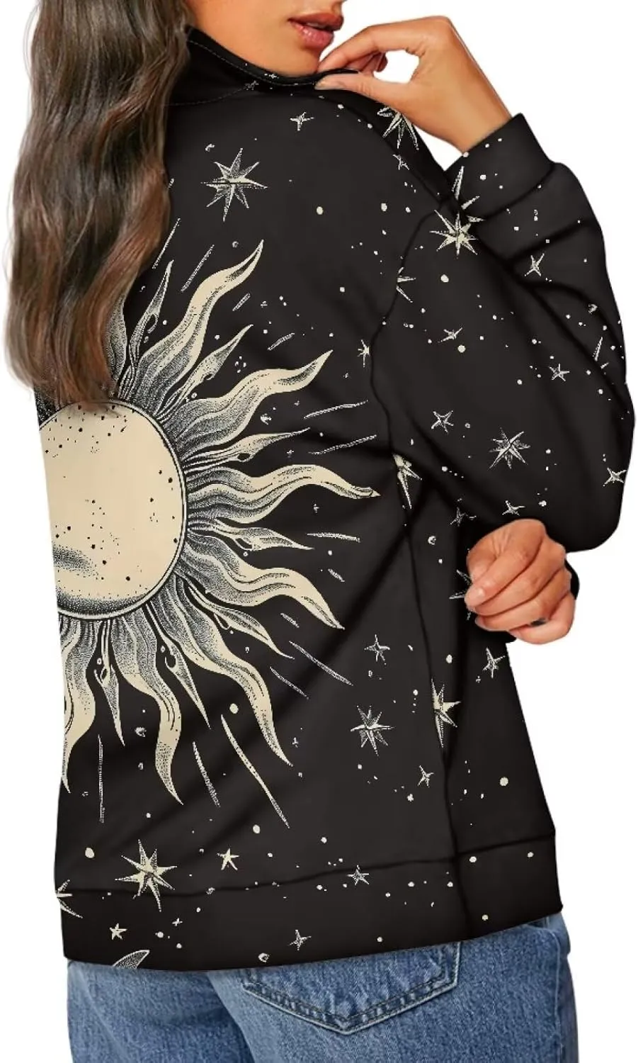 Ystardream Oversized Quarter Zip Sweatshirt Women Half Zip Hoodies S-3XL